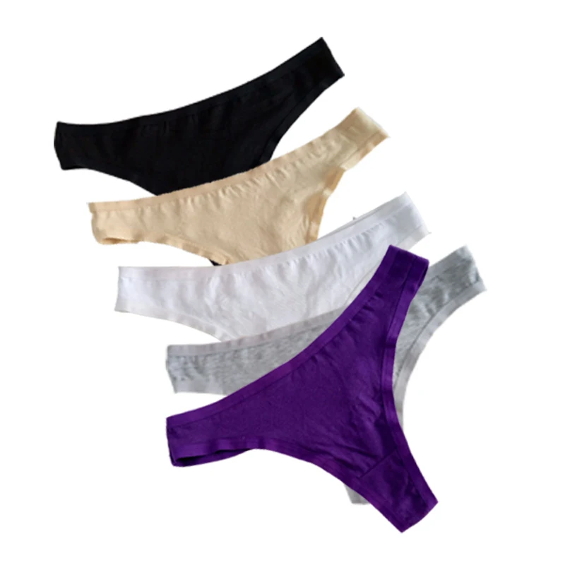 

5 Pcs/lot Thongs Girls Tangas Ladies Seamless Cotton Briefs Lingeries Plus Size T Panty G String Panties Women Underwear T Back
