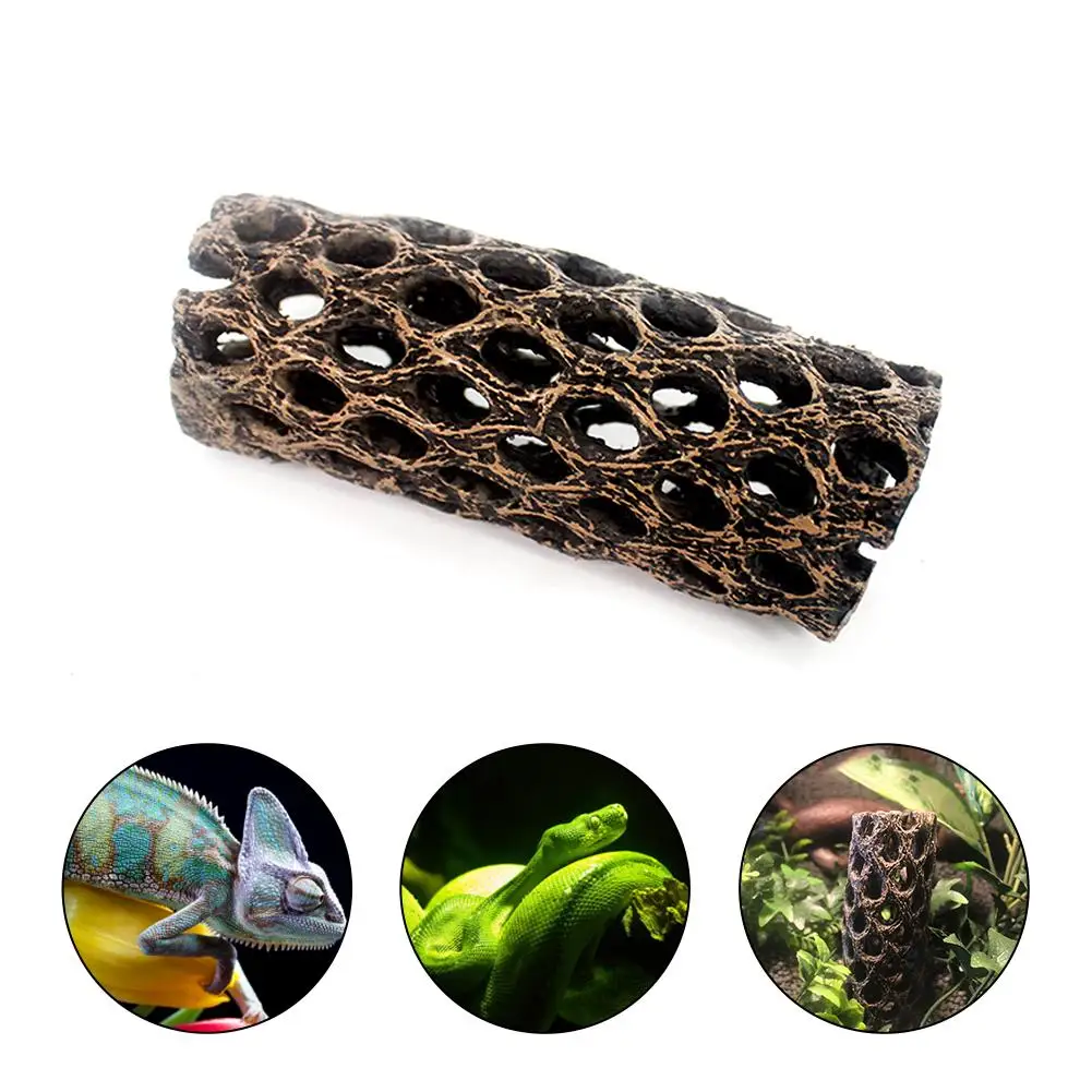 

Reptile Shelter House Resin Simulated Cave Landscaping Imitated Wooden Pile Bark Climbing Box Aquarium Landscaping Ornaments 20E