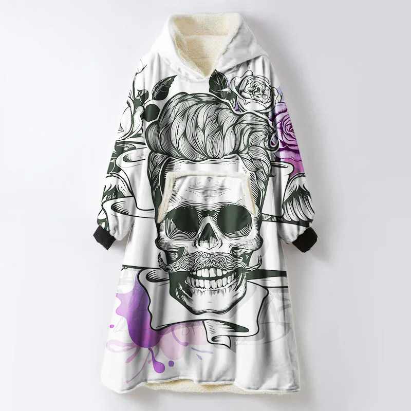 3d Sugarskull с капюшоном Одеяло Ute Matryoshka надеваемое покрывало с рукавами зимняя теплая уличная куртка шерпа плед - Цвет: 10