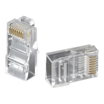 

1000 Pcs Crystal Head RJ45 Eight Core 8P8C Cable Terminal Transparent Modular Plug Gold Plated Network Connector