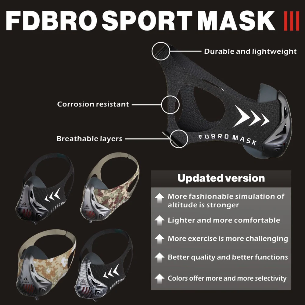 FDBRO Sport Mask Training Sports Mask 3.0 Running Mask For Fitness Gym Workout Resistance Elevation Cardio Endurance Breathing