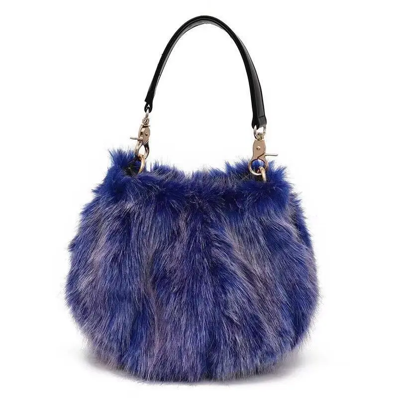 

2019 ladies winter faux fur shoulder bag ladies handbags women party tote bag Christmas gift female Messenger bag evening bag