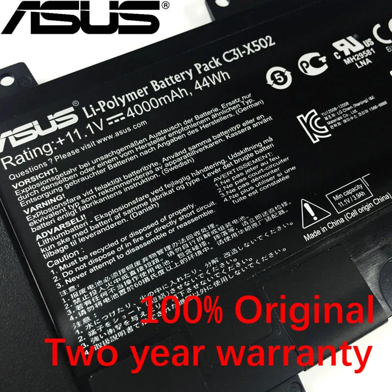 ASUS оригинальные 4000 мА/ч, C31-X502 Аккумулятор для ноутбука ASUS VivoBook X502 X502c X502ca S500C S500CA PU500C PU500CA 11,1 V 44Wh