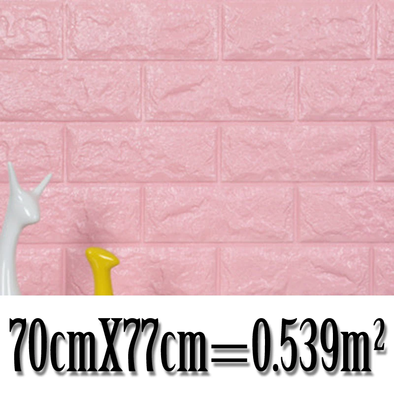 Light Pink-B 3D Brick Wall Stickers Living Waterproof Foam Room Bedroom DIY Adhesive Wallpaper Art 70x77 cm home Wall Decals - Цвет: Light Pink-B