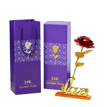 Золотая фольга подарок на день Святого Валентина романтическая роза с основанием с упаковкой Подарочная коробка d90802