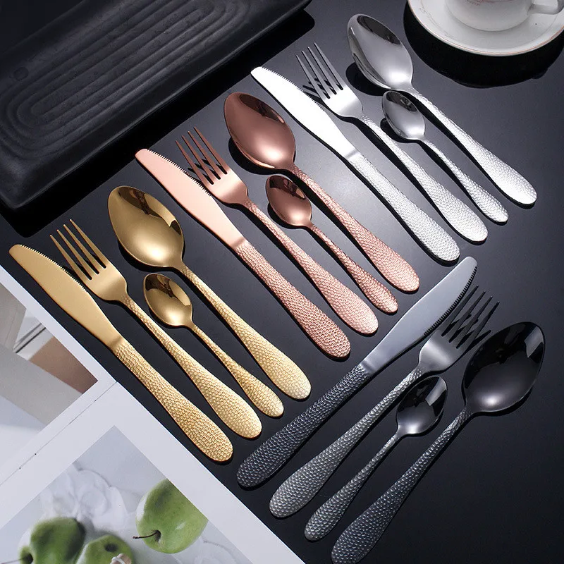 

4Pcs/Set Creativity Stainless Steel Cutlery Set Ice Cream Spoon Retro Western Steak Knife Fork Tableware Kitchen Supplies