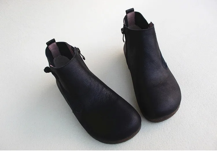 Г., осенние женские ботинки женские ботильоны без застежки на молнии женская обувь осенние ботинки из натуральной кожи в стиле панк - Цвет: black