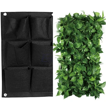

6 Bolsillos Verticales Reverdecimiento Colgar Wall Garden Plantar Bolsa Pared Maceta Hierbas Maceta Garden Supplies