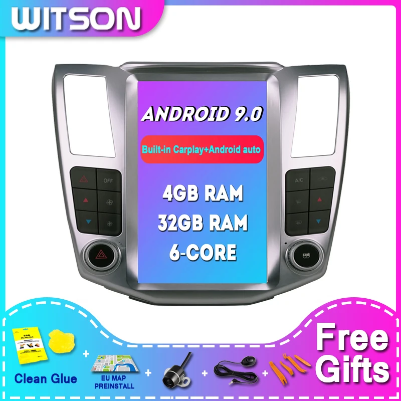 

WITSON Android 9.0 Tesla Car Video Radio DVD Player For LEXUS RX300/330/350/400h 2004-2008 Peach wood color 4G RAM 32ROM CAR DVD