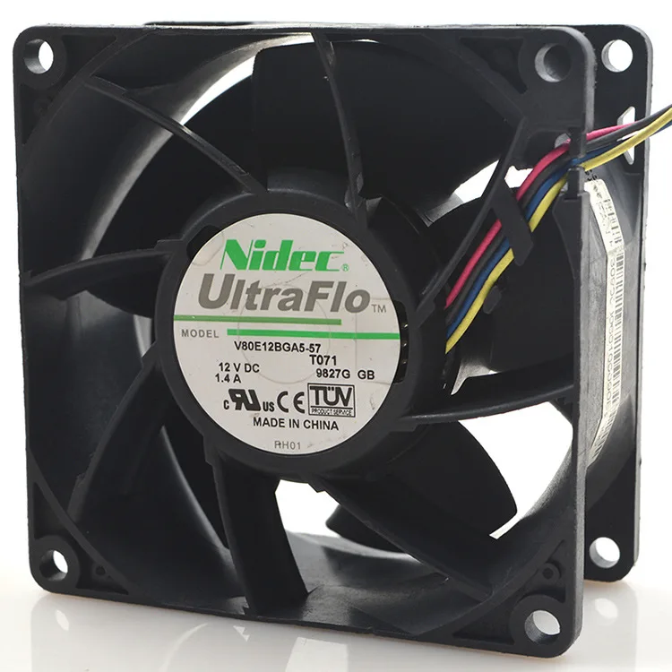 Высокоскоростной охлаждающий вентилятор для сервера NIDEC V80E12BGA5-57 12V 1.4A 4-wire 8038 8CM |