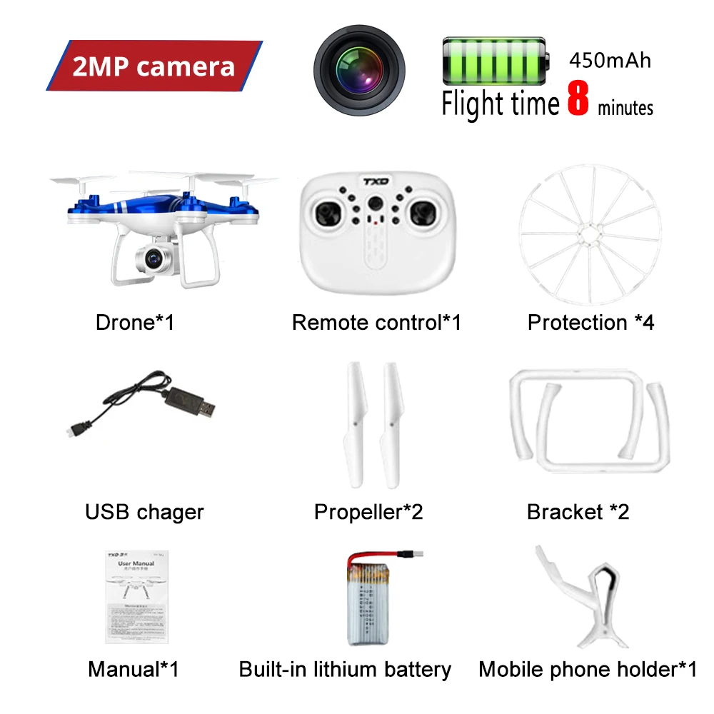 JC-10-no-8min-2BU RC Camera Drone With 720P/1080P Quadcopter HD Camera Dron Selfie Quadcopter Headless Helicopeter One Key Return Drones Toy Gift - Цвет: JC-10-no-8min-2BU
