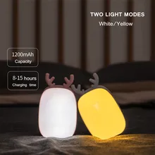 

Deer Night Light with Power Bank Touch Sensor 2 Colors LED Dimming Rechargeable Bedroom Bedside Lamp for Children Kids Baby Gift