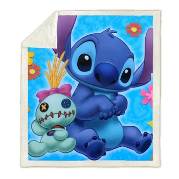 

Lilo & Stitch 3D Printed Sherpa Blanket Thows Quilt Cover Travel Bedding Velvet Throw Fleece Blanket on Bed Sofa