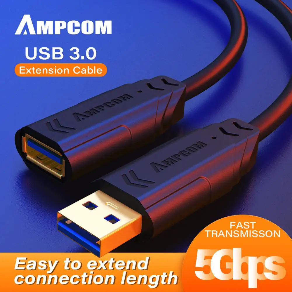 AMPCOM USB кабель-удлинитель USB 3,0 кабель usb удлинитель для USB клавиатуры, мыши, кабель-переходник A-Male к A-Female AMPCOM USB кабель-удлинитель USB 3,0 кабель usb удлинитель для USB клавиатуры, мыши, кабель-переходник A-Male к A-Female