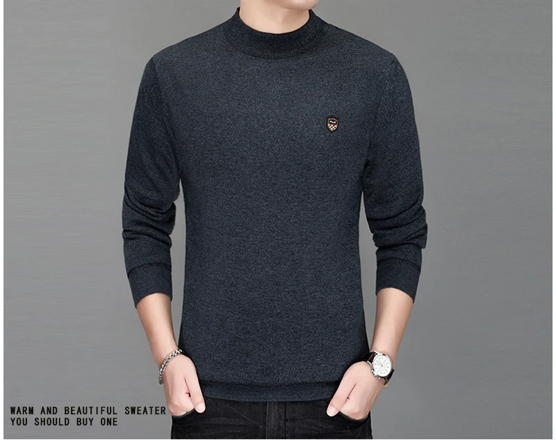 Толстый бархатный Теплый Модный брендовый свитер мужские пуловеры облегающие вязаные Джемперы Осенняя повседневная мужская одежда в Корейском стиле