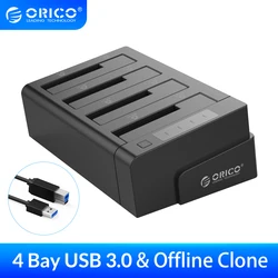 ORICO – Station d'accueil pour disque dur 4 baies, avec Clone hors ligne SATA vers USB 3.0 HDD pour disque dur 2.5/3.5 pouces Support 64TB 