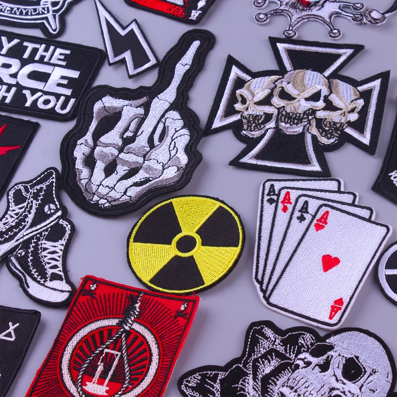 

Military Patch Rock Band Hippie Patches Embroidered Iron On Patches For Clothes Jackets Applique Punk Skull Fashion Patch Badges