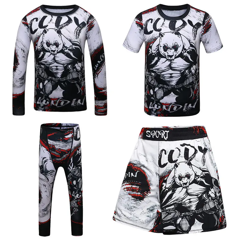 Rashguard Jiu Jitsu MMA Kid T-shirt Pant Set Kid Boy Girl Rash Guard Children Tracksuit Muay Thai Shorts Kickboxing Gym Suits