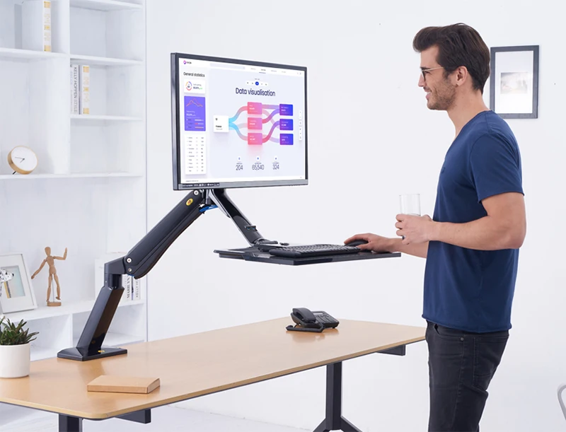 NB40 Ergonomic Height Adjust Computer Sit Stand Workstation 22-32 Inch Monitor Mount Bracket with Keyboard Plate Desk Stand 27 NB40 Ergonomic Height Adjust Computer Sit Stand Workstation 22-32 Inch Monitor Mount Bracket with Keyboard Plate Desk Stand 22