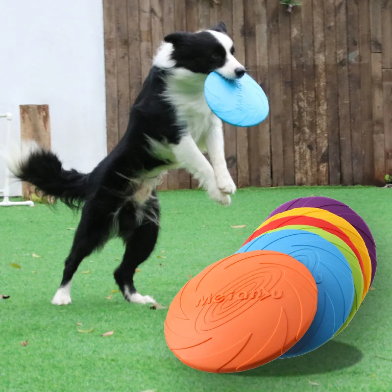 Dog Flying Discs Toy Eco Friendly Soft Rubber Floatable UFO Resistant Bite Chew Disk Puppy Interactive Training Pet Supplies | Дом и сад