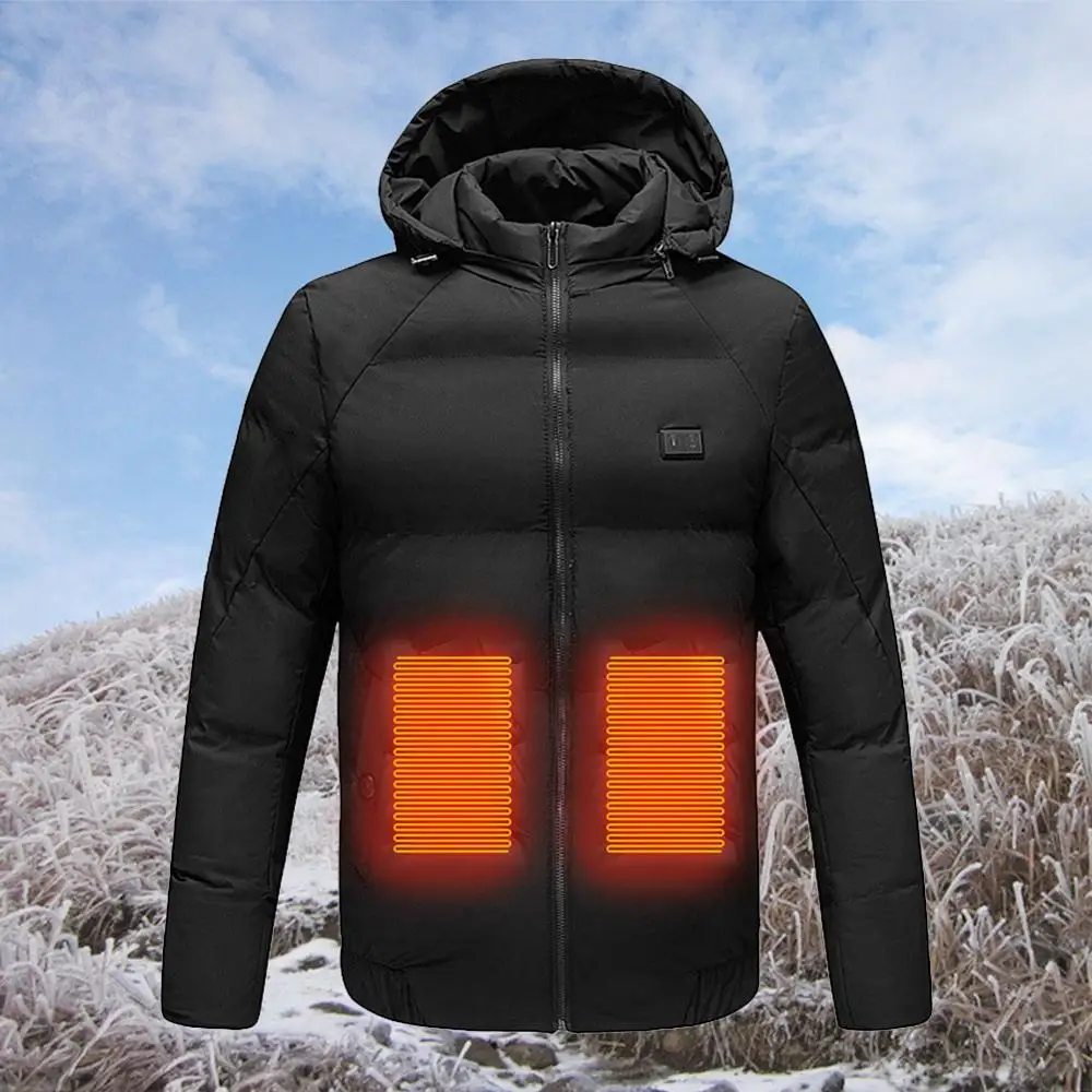 

High Quality Heated Jackets Vest Down Cotton Mens Women Outdoor Coat USB Electric Heating Hooded Jackets Warm Winter Thermal