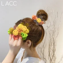 

Women Hair Ties Cartoon Flower Elastic Hair Band Colorful Rubber Bands Girl Korean Hair Accessories Scrunchies Wholesale