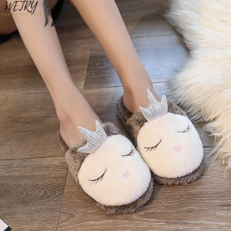 

2020 Winter Women Home Slippers with Faux Fur Fashion Warm Shoes Woman Slip on Flats Female Slides Black Pink Plus Size 41