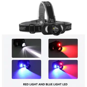 

Portable XPE LED Headlights Red Light Blue Telescopic Zoom LED Headlights Bicycle Headlights Taillights Built-In Battery