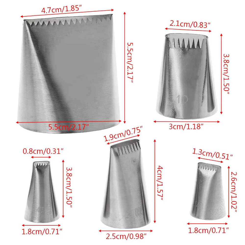 New 5Pcs/ Set Leaves Nozzles Stainless Steel Icing Piping Nozzles Tips Pastry Tips For Cake Decorating Pastry Fondant Tools
