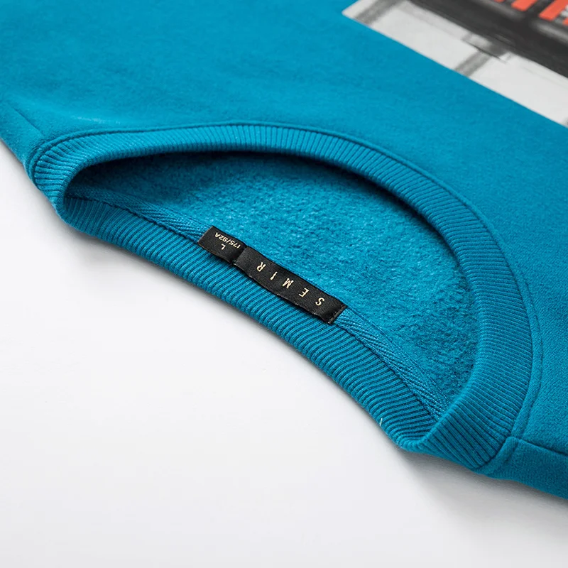 SEMIR флисовая толстовка мужская зима свободный Флокированный пуловер толстовки удобные красивые Корейская версия хлопок повседневные