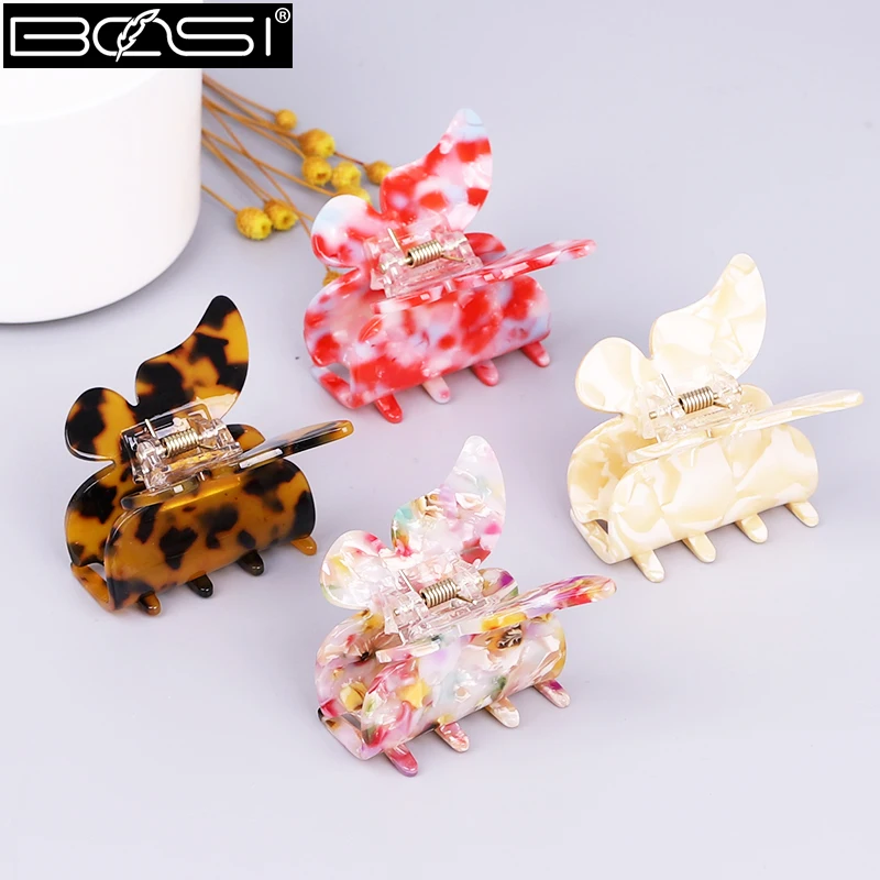 

BOSI Fashion Acetate Hair Claw Sweet Fairy Butterfly Hair Claw Hairpin Colored Styling Tools Barrettes for Women Hair Clip Girls