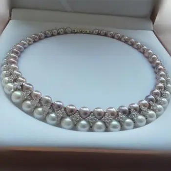 شراءمزدوج مصباح أنيق Freshwaterpearl قلادة قلادة حقيقية 925 الفضة الخاصة