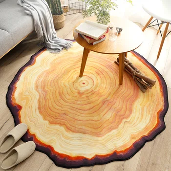 

Creativity Ancient Tree Ring Round Carpet Bedroom Living Room Tea Table Mat Computer Chair Hanging Basket Mat Bedside Blanket