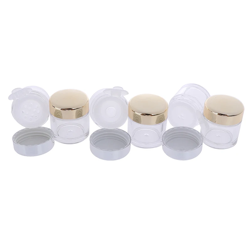 New Plastic Empty Loose Powder Pot With Sieve Cosmetic Makeup Jar Container Handheld Portable Sifter with Black Cap 5ml