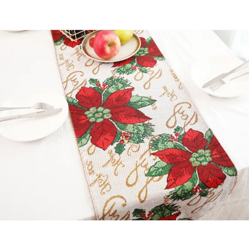 Poinsettia Рождественская настольная дорожка с цветами с кисточками кулон праздничное мероприятие обеденный стол украшения
