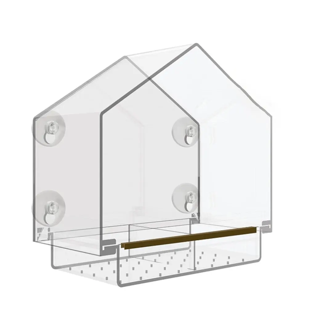 Кормушка для птиц прозрачная акриловая кормушка на присоске домашних животных |