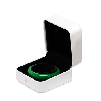 

White Pu Leather Flat Jewelry Packaging Box For Women Girl Ring Earring Bracelet With Travel Wedding Birthday Engagement Gift