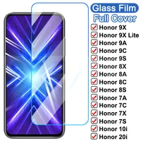 Vidrio Templado 15D para Huawei Honor 9X Lite 9A 9C 9S, vidrio protector Honor 8X 8A 8C 8S 7A 7C 7X 7S 9i 10i 20i, funda de película de pantalla