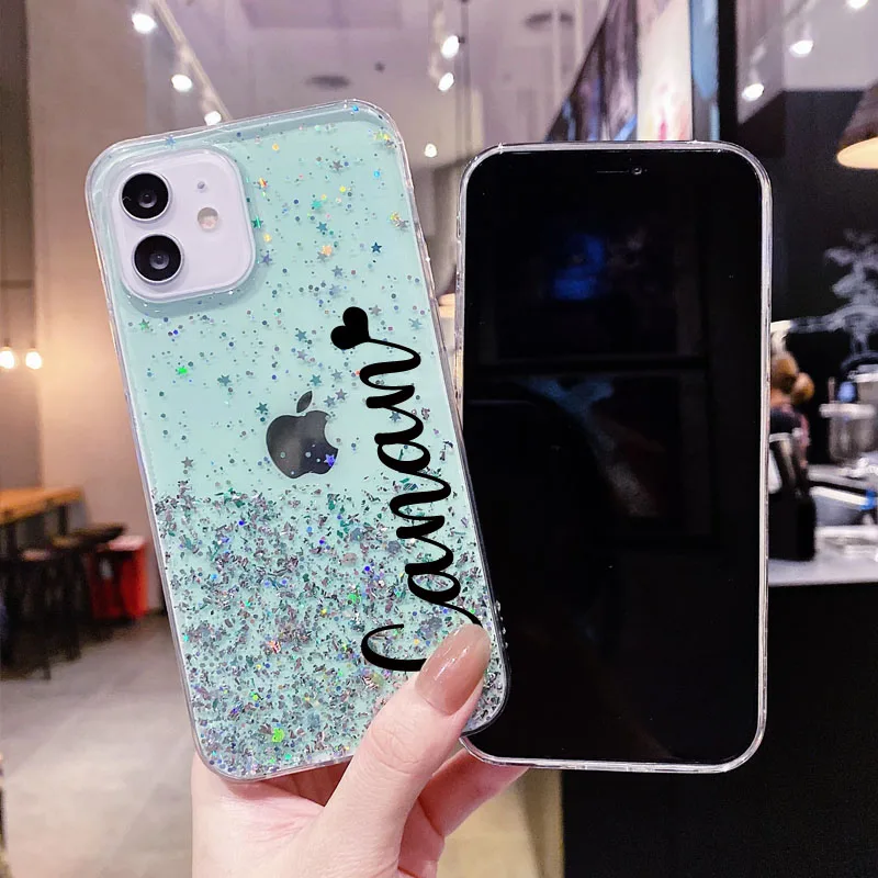 Funda Plateada Con Purpurina Y Foto Personalizada Para Iphone, Funda De  Lujo Personalizada Con Nombre Para Modelos 13, 12, 11 Pro Max, 7, 8 Plus,  X, Xr, Xs Max - Carcasas Y Estuches Para Móviles - AliExpress