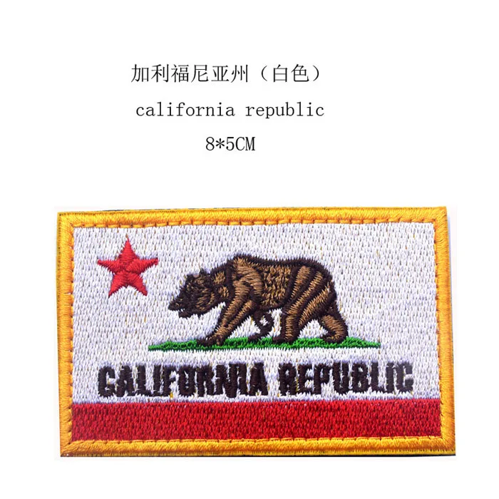 NO.2 CALIFORNIA Вышивка Аппликации значки эмблема военная армия 8 см DIY аксессуары обруч и петля тактический боевой дух США - Цвет: NO.2