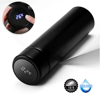 

500ml Thermos Bottle Stainless Steel SmartTemperature LED Display Water Bottles Smart Vacuum Insulated Stay Hot Cold Travel Mugs