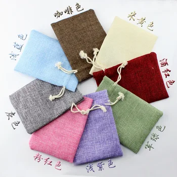 

10 * 13cm Linen Drawstring Bag Gift Bag Drawstring Jewelry Bag Flax Jewelry Bags Chinese-style