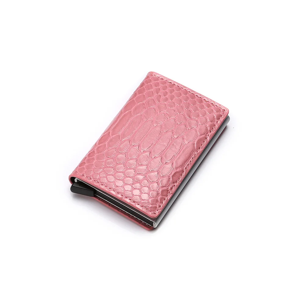 DIENQI RFID визитница тонкий мини розовый кошелек кошельки для денег сумка женская красная короткая тонкая кожаная мужская женская сумка - Цвет: pink