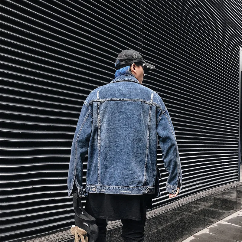 Новая куртка с несколькими карманами, джинсовая уличная Harajuku Хип Хоп Мужская винтажная джинсовая куртка, осенние джинсовые куртки
