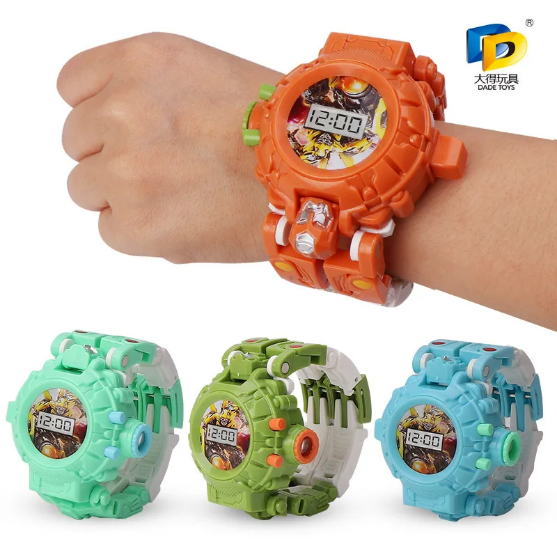 Projection Transformation Toy Watch Boy Educational Jingang Shining Deformation Robot Watch Model
