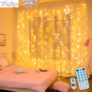 

USB Sound Activated LED Music Curtain String Lights Garland Birthday Party Supply Wedding Decoration Christmas Party Decoration