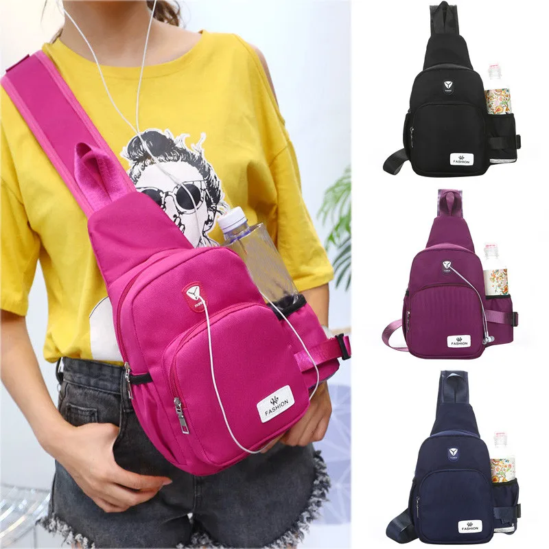 

Women USB Charging Convenient Joker Crossbody Bags Fashion Multi Layer Chest Pocket Diagonal Package Single Shoulder Bag Mujer