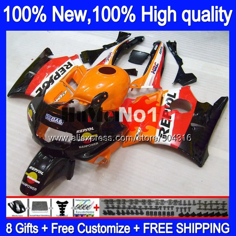 Корпус+ майка для HONDA CBR600 F2 FS CBR600FS 1MC. 29 CBR 600F2 600 F2 CBR600F2 1991 1992 1993 1994 91 92 93 94 обтекатель черный orange
