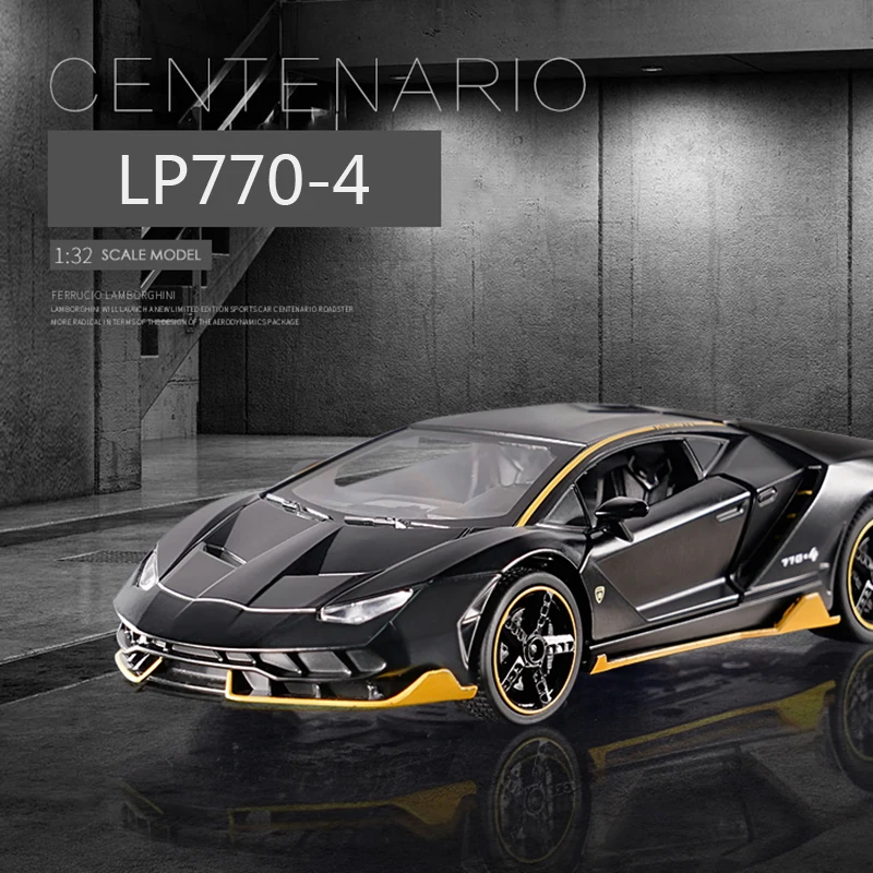 lower price  Hot LP770 1:32 Car Alloy Sports Car Model Diecast Sound Light Super Racing Lifting Tail Car Wheels 