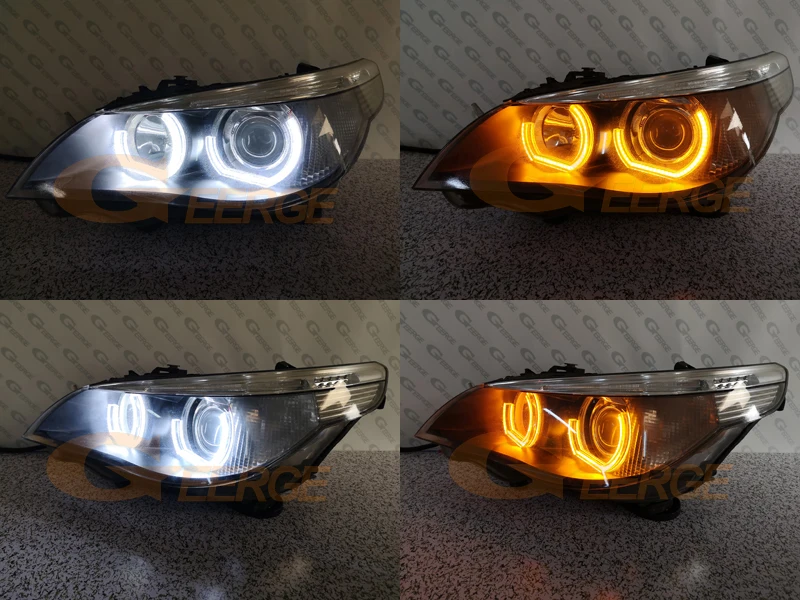 BMW E60 E61 M5 프리 LCI 2003 2004 2005 2006 2007 울트라 브라이트 DRL 방향지시등 DTM M4 스타일 LED 엔젤 아이 키트 헤일로 링